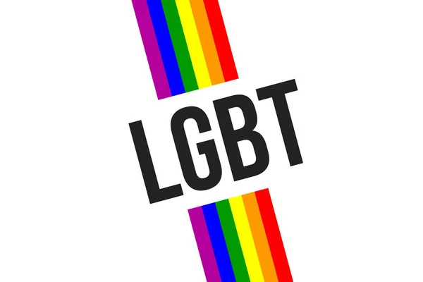 Lgbt Gökkuşağı Renkli Bayrak Beyaz Arka Planda Kelime Eşcinsel Gururu — Stok fotoğraf