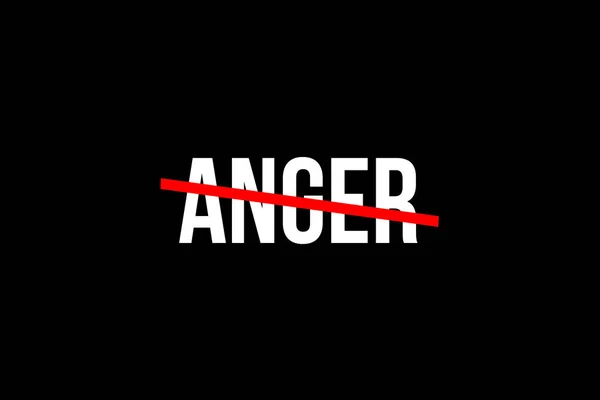 No more anger. Crossed out word with a red line meaning the need to stop being angry