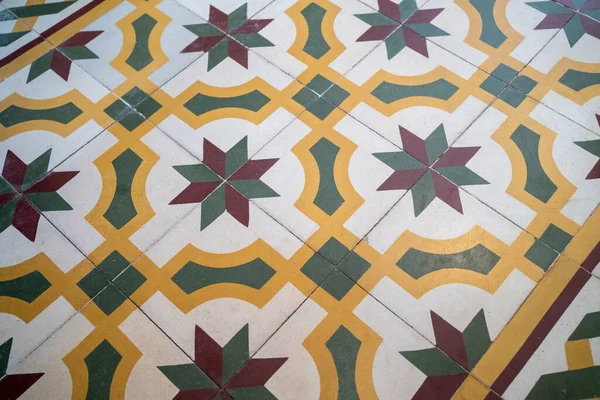 Retro Old Vintage Floor Tiles Portuguese House Marocain Style Interior — Stock Photo, Image