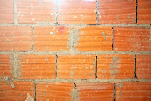Brickwork背景正在建造的房屋或场地 建筑砖墙结构 红砖墙 — 图库照片