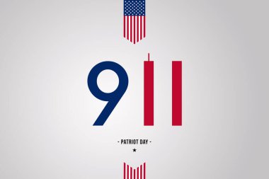 11 Eylül 'den sonraki Vatanseverlik Günü' nü temsil eden 11 numaralı ikiz kule şekli ve Amerikan bayrağı. 11 Eylül 'ü asla unutmayacağız.