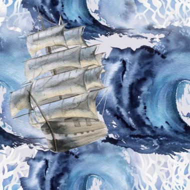 arka plan ile gemi. seamless modeli. 