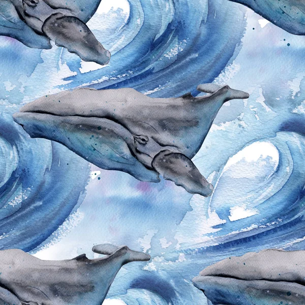 Background with whale. seamless pattern. — Stock Photo, Image