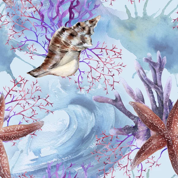 Background with starfish. seamless pattern. — Stock Photo, Image
