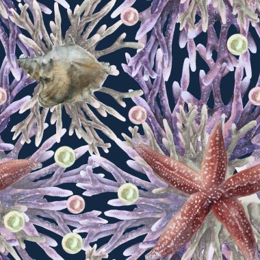 deniz yıldızı ile arka plan. seamless modeli.