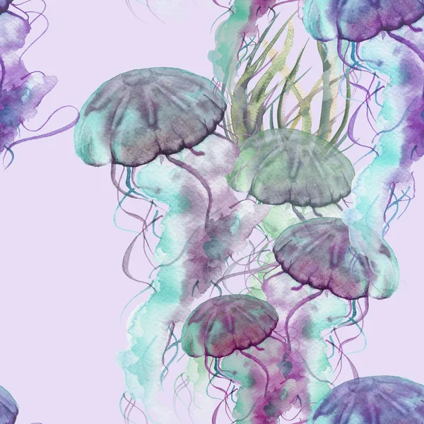 Pozadí s moři medúzy. Vzor bezešvé. — Stock fotografie