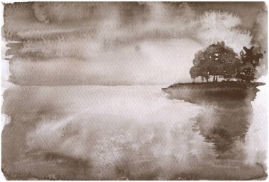 Manzara. Göl günbatımı. 