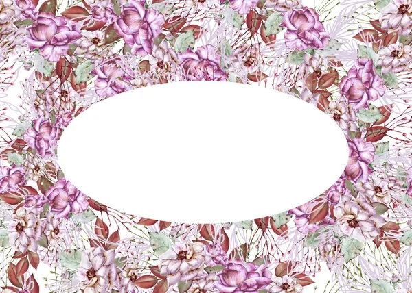 กรอบของดอกกุหลาบ ถูกแยกจากพื้นหลังสีขาว . — ภาพถ่ายสต็อก