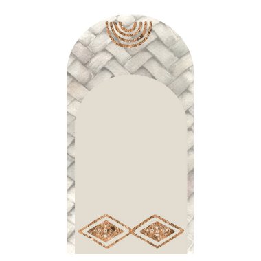 Hasır sepet desenli çerçeve. Beyaz bir arkaplanda izole edilmiş.