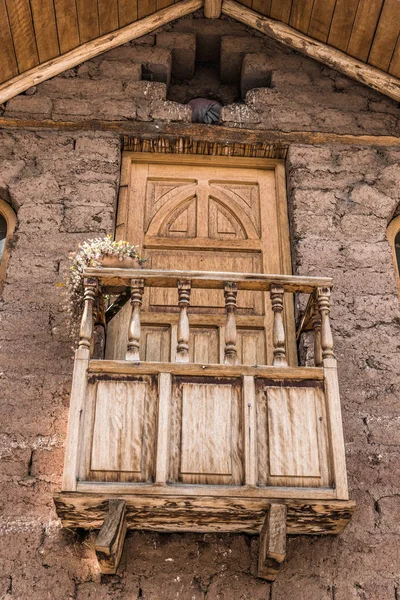 Varanda Madeira Segundo Andar Uma Casa Rural Peruana Centro Dos — Fotografia de Stock