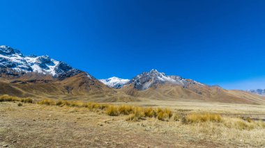 Yüksek dağ geçidinde And Dağları'nın ortasındaki küçük bir sığ göl.