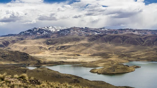 Picturesque Panorama Coast Lake Lagunillas Photographed Early Morning Night Frost — Stock Photo, Image