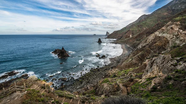 Rocky Coast Atlantic Ocean Island Tenerife Indented Small Bays Which — Stock Photo, Image