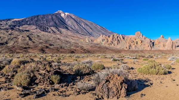 Utolsó Sugarak Naplemente Megvilágítja Hold Táj Lábánál Teide Vulkán Tenerife — Stock Fotó