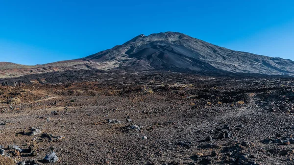 Den Sista Strålar Solnedgången Belysa Månlandskap Vid Foten Teide Vulkanen — Stockfoto