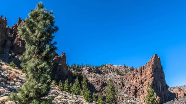 Peaks Sharp Rocks Surround Lava Fields Plateau Foot Teide Volcano — Stock Photo, Image