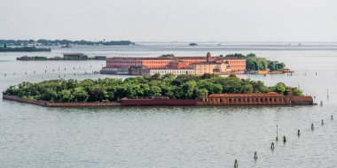 San Giorgio Maggiore Şapeli Venedik lagünündeki Küçük Adalar manzarası