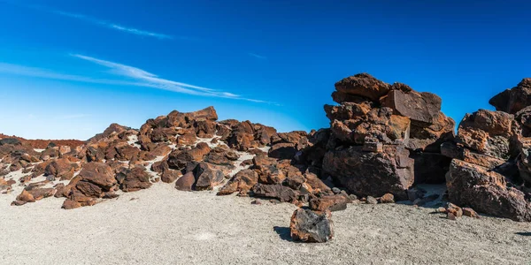 Die Letzten Sonnenstrahlen Erhellen Die Mondlandschaft Fuße Des Teide Vulkans — Stockfoto