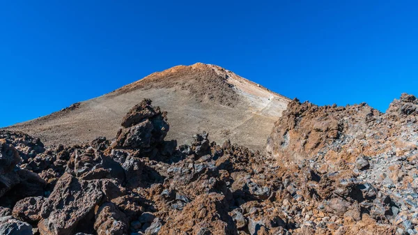 Small Islands Snow Have Remained Lying Slopes Teide Volcano Last — Stock Photo, Image