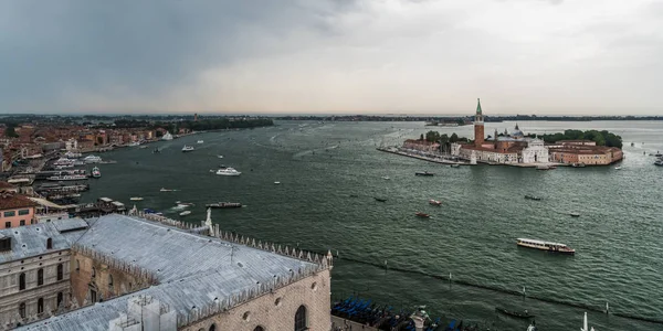 Vista Laguna Veneciana Desembocadura Del Gran Canal Desde Campanario Del — Foto de Stock