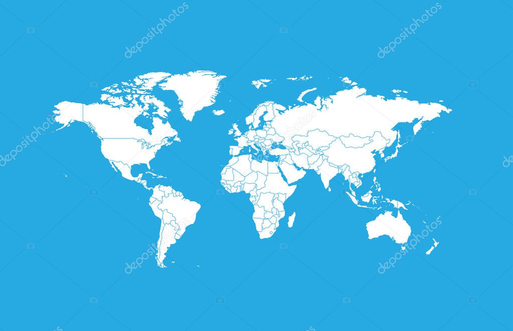 World map - highly detailed - trip map - vector illustration.