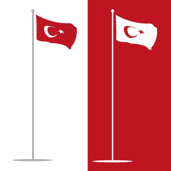 地面上的白色和红色土耳其国旗 — 图库矢量图片