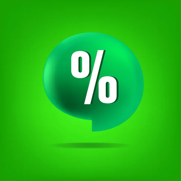 Percent Sign Icon Vector Illustration Green Background — Stock Vector