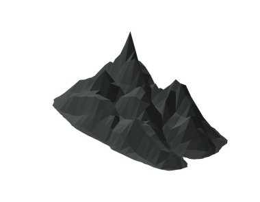 Dağ taş. Beyaz arka plan üzerinde izole. 3D vektör çizim. İzometrik projeksiyon.