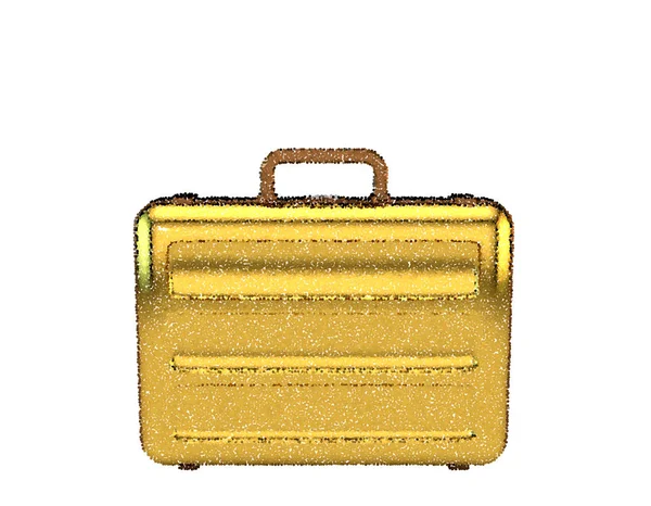 Golden Suitcase Isolated White Background Vector Illustration Pointillism Style — Stock Vector