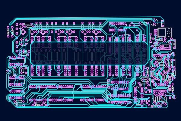 Placa Circuito Plantilla Tecnológica Vector Ilustración Colorida — Vector de stock