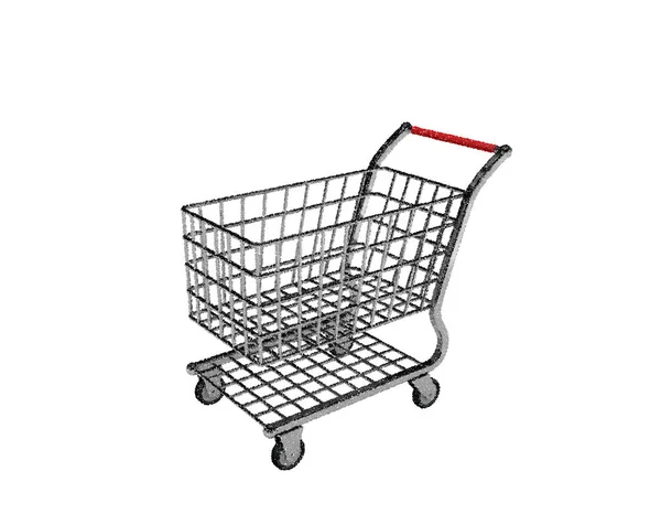 Empty Shopping Cart Isolated White Background Vector Illustration Pointillism Style — Stock Vector