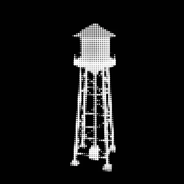 Torre Agua Aislado Sobre Fondo Negro Ilustración Vectorial Estilo Medio — Archivo Imágenes Vectoriales