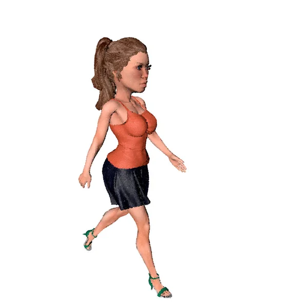 Donna Che Cammina Isolato Sfondo Bianco Illustrazione Vettoriale Stile Puntinismo — Vettoriale Stock