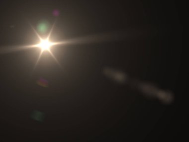 Koyu arka plan üzerinde lens flare etkisi. Dijital renkli resimde.