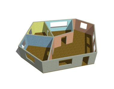 Boş oda planı. Beyaz background.3d işleme illüstrasyon izole.