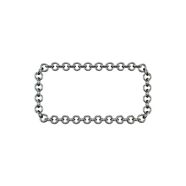 Metal Chain Isolated White Background Rendering Illustration Rectangle Frame — Stock Photo, Image