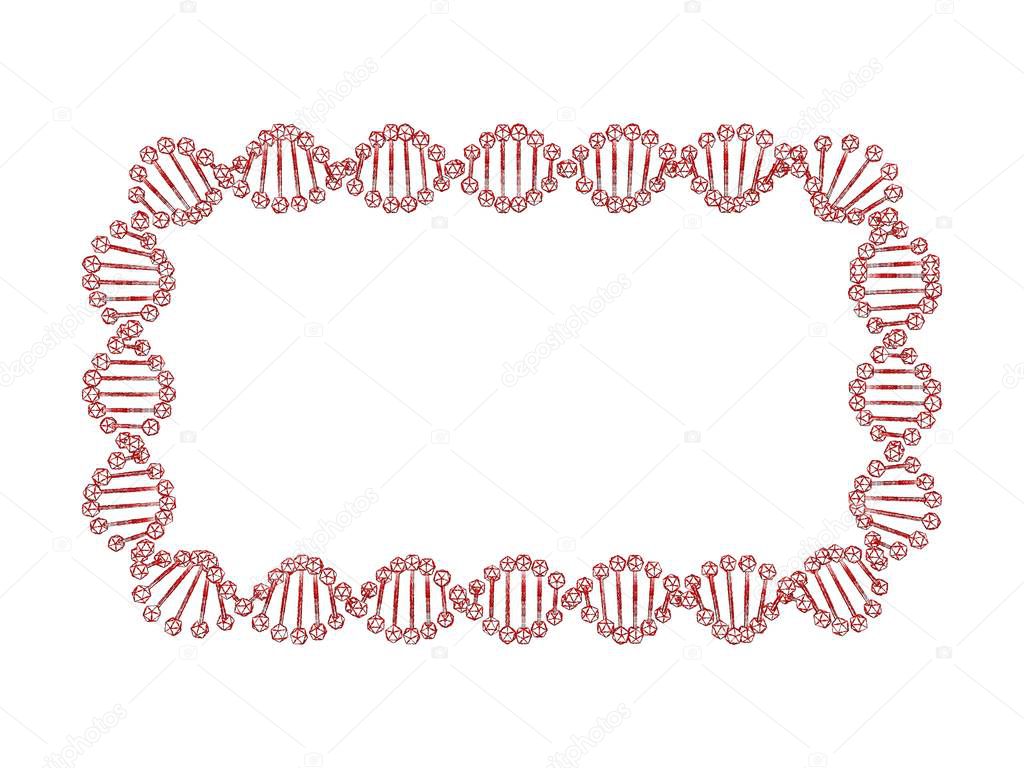 Abstract DNA spiral.Rectangle. Isolated on white background. Sketch illustration.