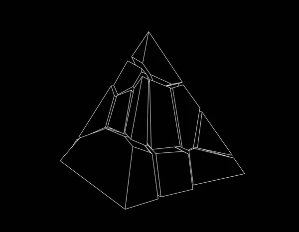 Pyramide Cassée Isolé Sur Fond Noir Illustration Vectorielle — Image vectorielle