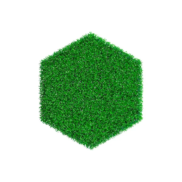 Patch çim altıgen şeklinde. Beyaz arka plan üzerinde izole. Vektör çizim. Pointilizm stili.