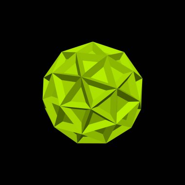 Soyut 3d küre. Siyah arka plan üzerine izole. Vektör çizim.