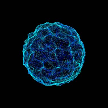 Soyut küre parçacıkların. Siyah arka plan üzerine izole. Vektör çizim.