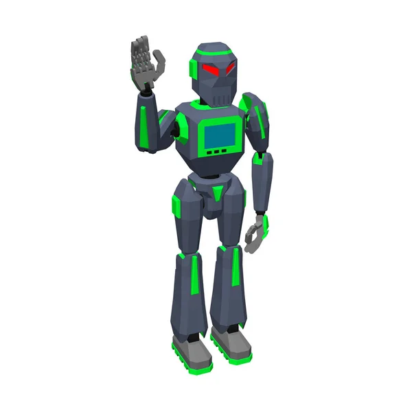 Saludo Carácter Robot Aislado Sobre Fondo Blanco Ilustración Vectorial — Vector de stock