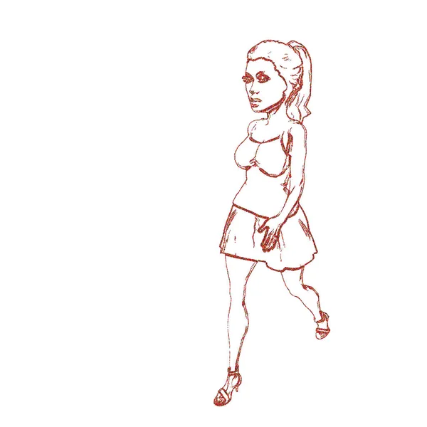 Γυναίκα Πόδια Απομονωμένα Λευκό Φόντο Εικονογράφηση Διάνυσμα Σκίτσο Στυλ — Διανυσματικό Αρχείο