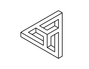 İmkansız nesne. Beyaz arka plan üzerinde izole. Vektör anahat çizim.