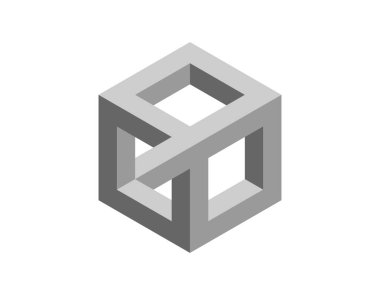 İmkansız nesne. Beyaz background.3d vektör illüstrasyon izole.