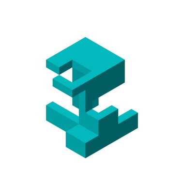 Soyut 3d inşaat. Beyaz arka plan üzerinde izole. Vektör çizim. İzometrik görünümü.