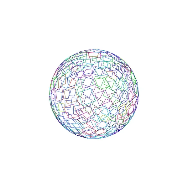 Esfera Poligonal Rota Abstracta Aislado Sobre Fondo Blanco Esquema Vectorial — Vector de stock