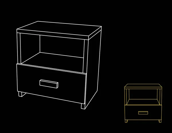Moderner Leerer Nachttisch Isoliert Auf Schwarzem Hintergrund Vektor Umriss Illustration — Stockvektor