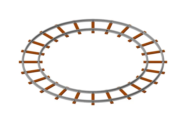 Runda Järnvägsspår Isolerade Vit Bakgrund Vektorillustration Isometrisk Projektion — Stock vektor