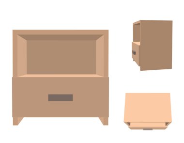 Modern boş komidin. Beyaz arka plan üzerinde izole. 3D vektör çizim. Farklı viewes.